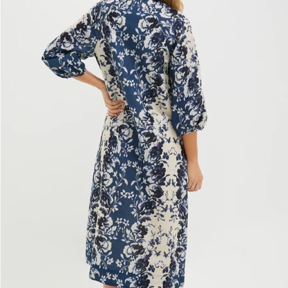 Tuckernuck Navy and Cream Floral Long Sleeve Dress - Picture 4 of 7